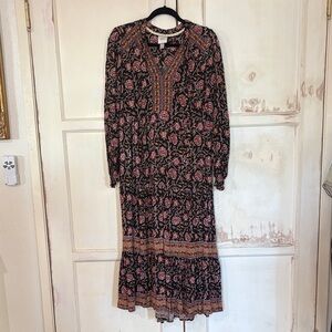 Knox Rose Black and Pink Floral Long Sleeve Dress